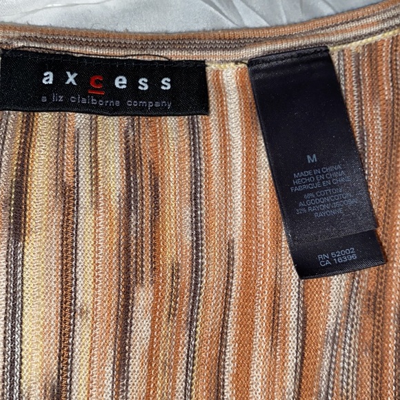 NWOT Axcess Liz Claiborne fit to flare stripe retro style tie waist top med - Picture 8 of 14